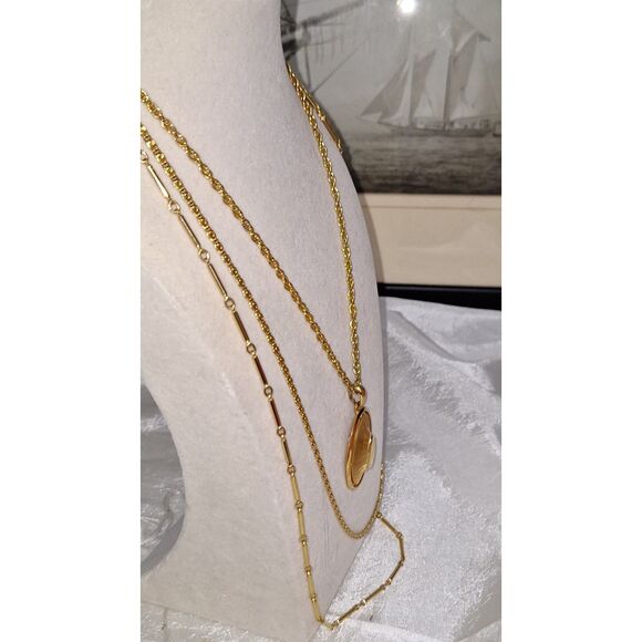 Elegant Vintage Women's Necklace Layered Gold Tone Evening Cocktail Party - Picture 9 of 10